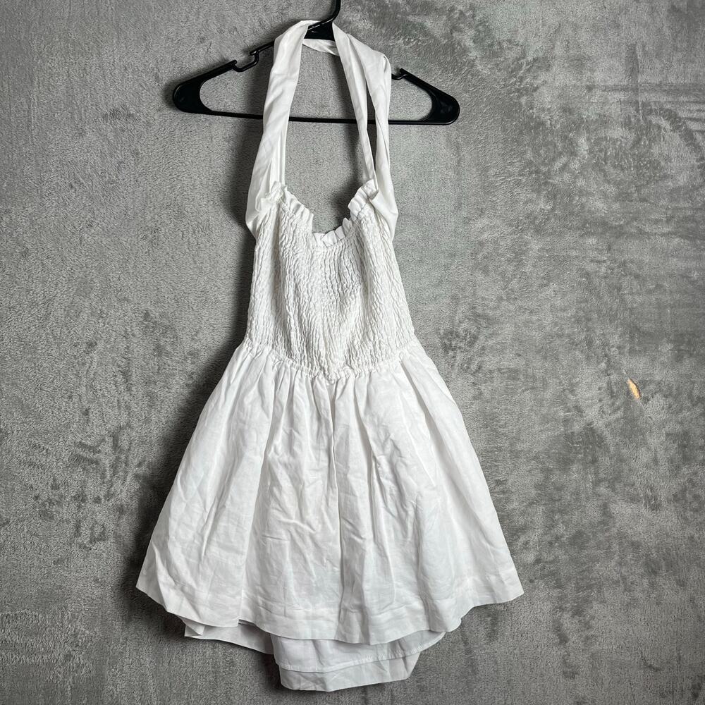Peppermayo White European Towns Linen Dress US 6 New Romantic Coquette Soft Girl
